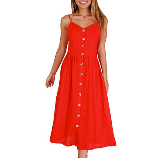 Floral Stripe Boho Midi Dress - Summer Elegance & Comfort