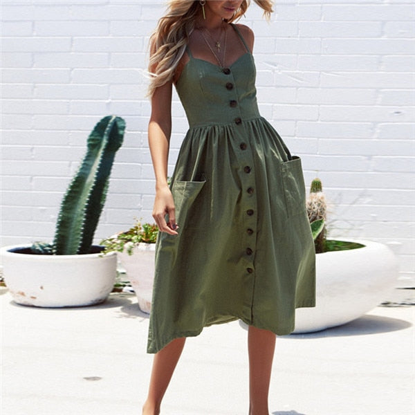 Floral Stripe Boho Midi Dress - Summer Elegance & Comfort