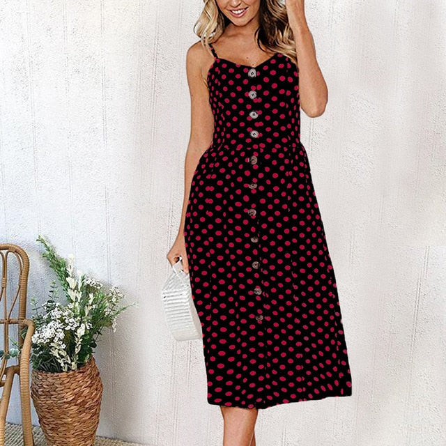 Floral Stripe Boho Midi Dress - Summer Elegance & Comfort