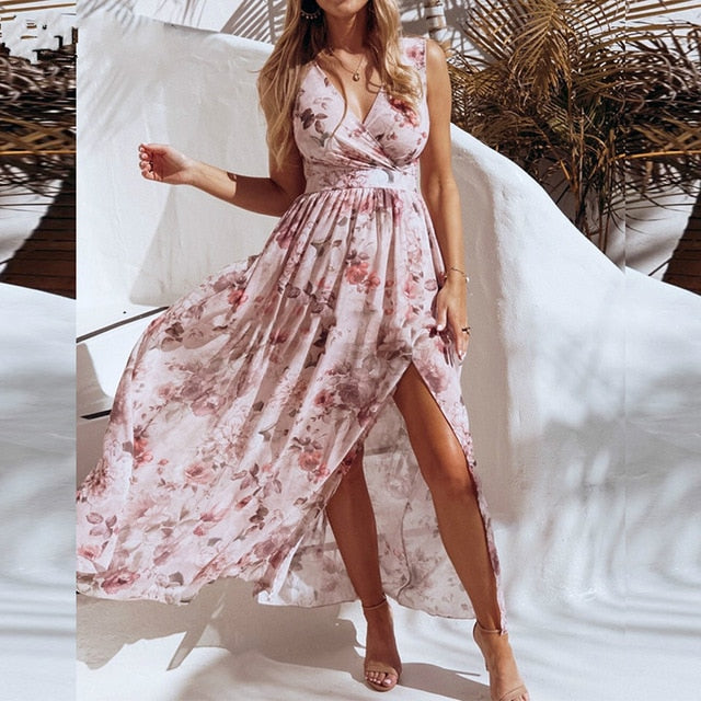 NEDEINS Pink Floral Maxi Dress - Summer's Chic Statement