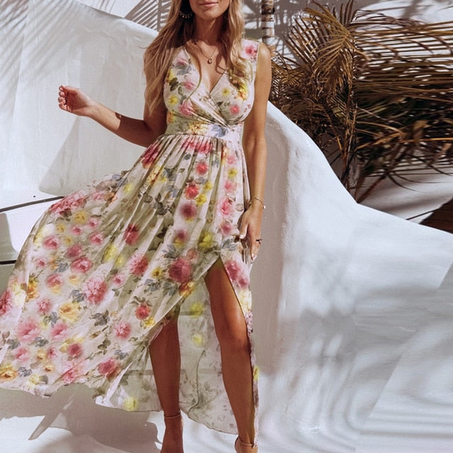 NEDEINS Pink Floral Maxi Dress - Summer's Chic Statement