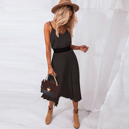 Pink Pleated Midi Dress - Effortless Elegance for Every Occasion