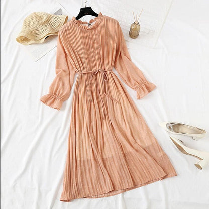 Elegant Vintage Polka Dot Dress - Flare Sleeve Spring Charm