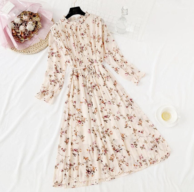 Elegant Vintage Polka Dot Dress - Flare Sleeve Spring Charm