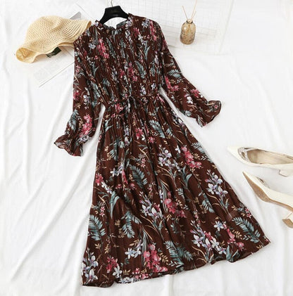 Elegant Vintage Polka Dot Dress - Flare Sleeve Spring Charm
