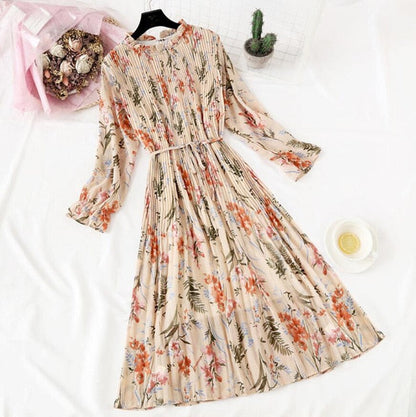 Elegant Vintage Polka Dot Dress - Flare Sleeve Spring Charm