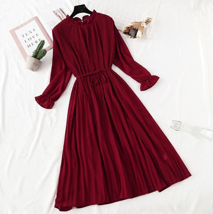 Elegant Vintage Polka Dot Dress - Flare Sleeve Spring Charm