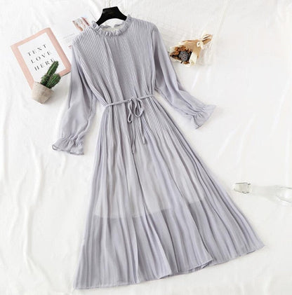 Elegant Vintage Polka Dot Dress - Flare Sleeve Spring Charm