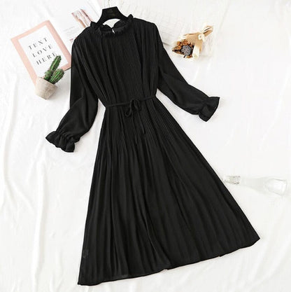 Elegant Vintage Polka Dot Dress - Flare Sleeve Spring Charm