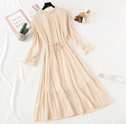 Elegant Vintage Polka Dot Dress - Flare Sleeve Spring Charm
