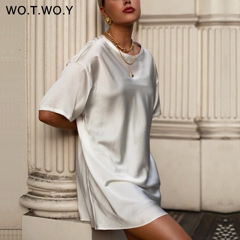 WOTWOY Luxurious Silk Dress - Versatile Elegance for Every Occasion