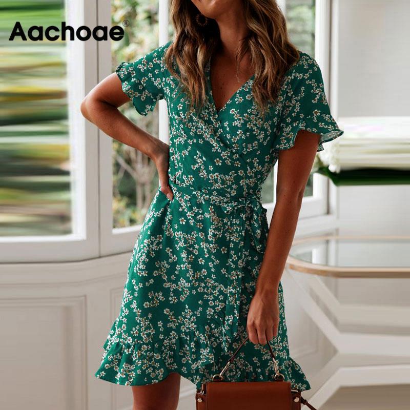 Boho Floral V-Neck Mini Dress - Summer's Vibrant Essential