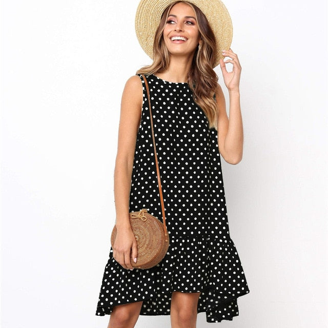 Chiffon Polka Dot Mini Dress - Effortless Summer Charm