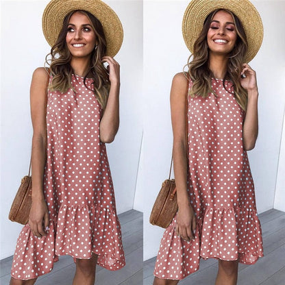 Chiffon Polka Dot Mini Dress - Effortless Summer Charm