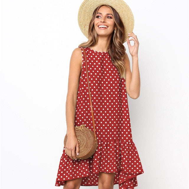 Chiffon Polka Dot Mini Dress - Effortless Summer Charm