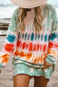 hirigin Rainbow Tie Dye Sweatshirt Dress - Vibrant & Playful Comfort