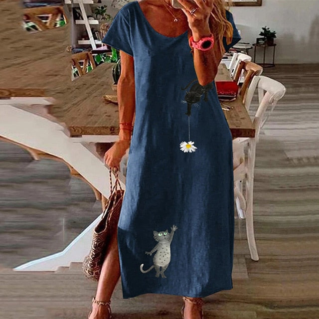 Vintage Butterfly Print Dress - Whimsical Summer Charm