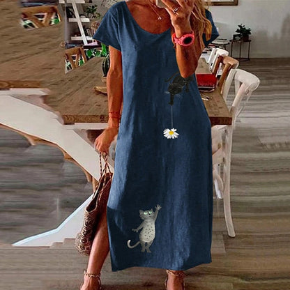 Vintage Butterfly Print Dress - Whimsical Summer Charm