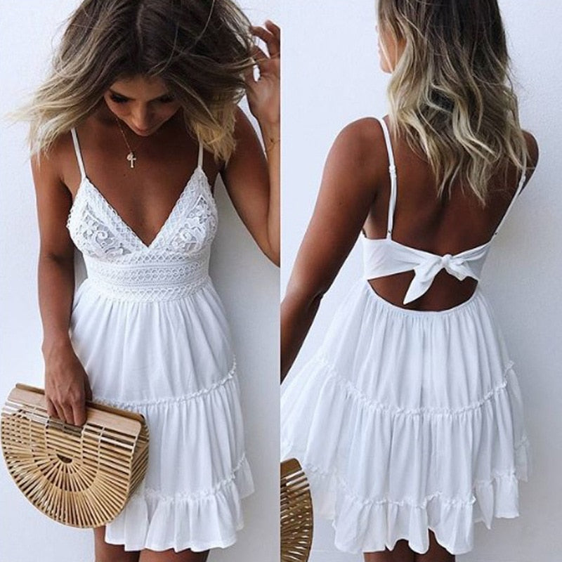 White Lace Halter Dress - Sophisticated & Sensual Summer Elegance