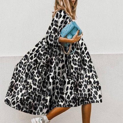 Floral Leopard A-Line Dress - Effortless Summer Elegance