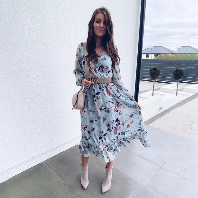 Floral Print Chiffon Dress - Playful Summer Elegance