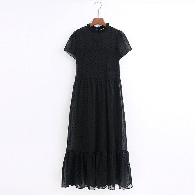 Tangada Dots Black Dress - Sophisticated Elegance for Any Occasion