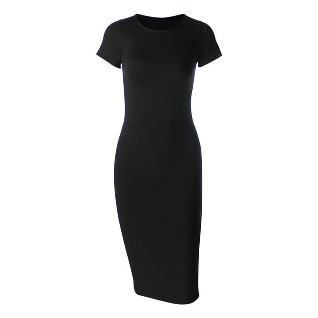 Women's Sophisticated Cotton Pencil Dress with Versatile O-Neck - Elegance Redefined