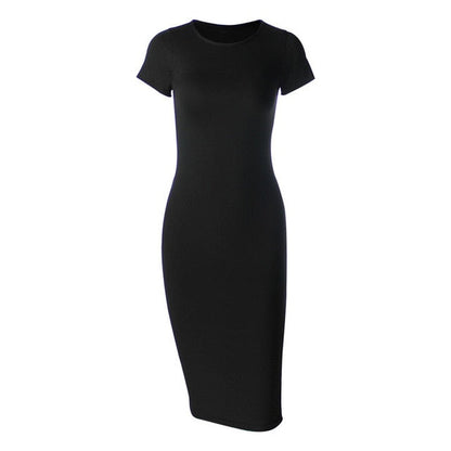 Women's Sophisticated Cotton Pencil Dress with Versatile O-Neck - Elegance Redefined