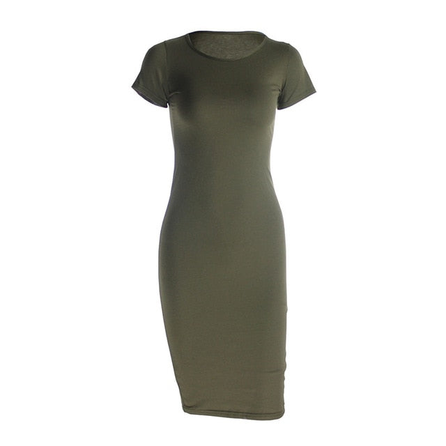 Women's Sophisticated Cotton Pencil Dress with Versatile O-Neck - Elegance Redefined