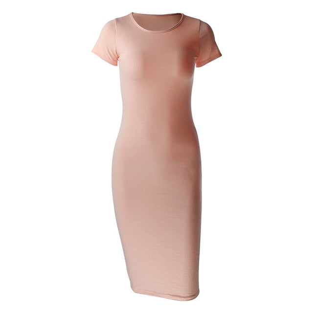 Women's Sophisticated Cotton Pencil Dress with Versatile O-Neck - Elegance Redefined