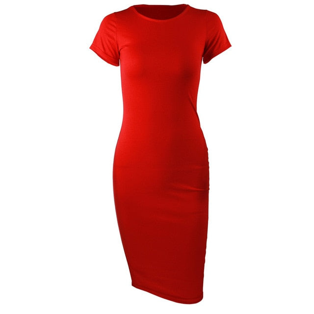 Women's Sophisticated Cotton Pencil Dress with Versatile O-Neck - Elegance Redefined