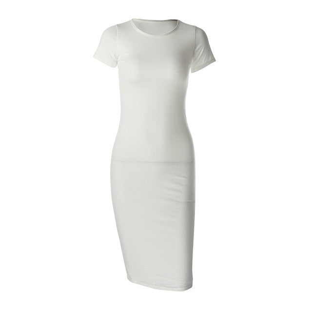 Women's Sophisticated Cotton Pencil Dress with Versatile O-Neck - Elegance Redefined