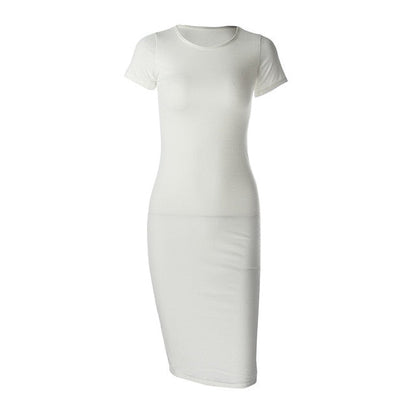 Women's Sophisticated Cotton Pencil Dress with Versatile O-Neck - Elegance Redefined