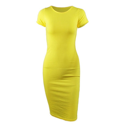 Women's Sophisticated Cotton Pencil Dress with Versatile O-Neck - Elegance Redefined