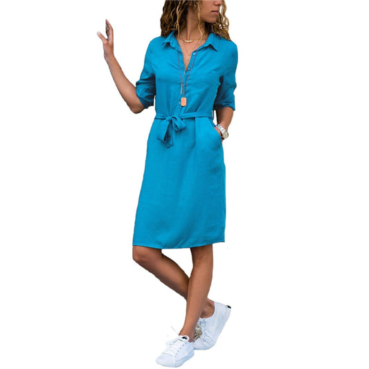 SROEKKY Autumn Shirt Dress - Versatile Elegance for Every Occasion