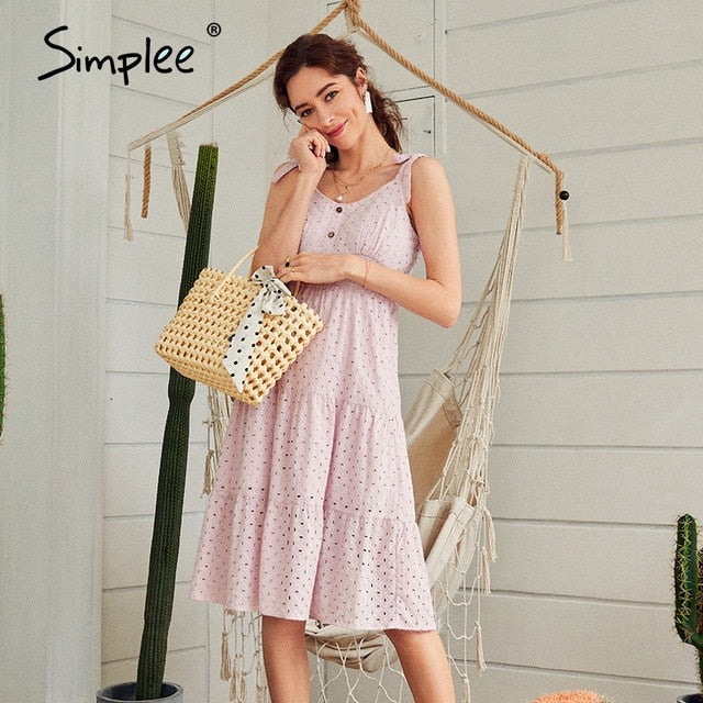 Casual White Beach Dress - Effortless Elegance with Bow-Knot