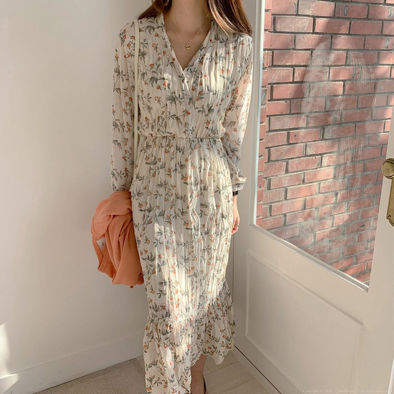 Chic Floral A-Line Dress - Timeless Elegance & Modern Comfort