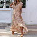 Everkaki Boho Floral Maxi Dress - Chiffon Elegance for Summer