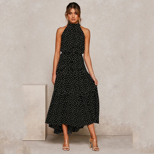 Lightweight Polka Dot Halter Dress - Your Summer Adventure Essential