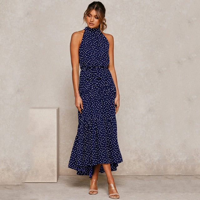 Lightweight Polka Dot Halter Dress - Your Summer Adventure Essential
