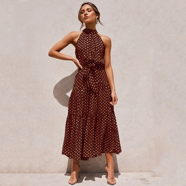Lightweight Polka Dot Halter Dress - Your Summer Adventure Essential
