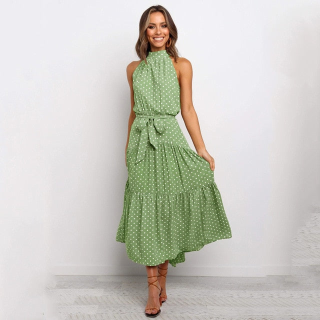 Lightweight Polka Dot Halter Dress - Your Summer Adventure Essential