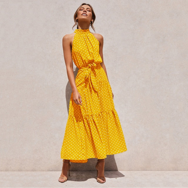 Lightweight Polka Dot Halter Dress - Your Summer Adventure Essential