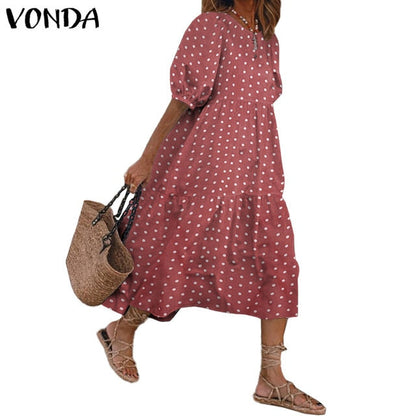 Vintage Lantern Sleeve Dress - Bohemian Elegance & Comfort