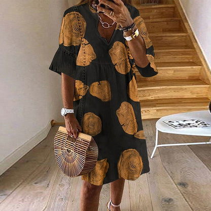 ZANZEA Summer Lace Dress - Bohemian Elegance with Flare Sleeves