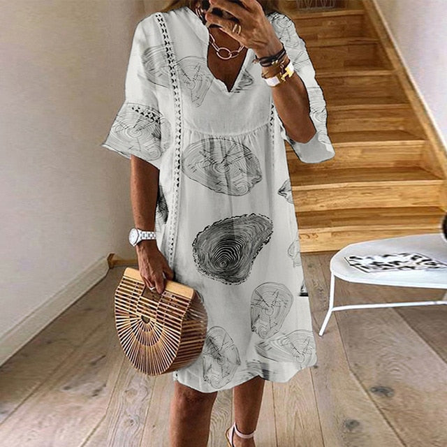 ZANZEA Summer Lace Dress - Bohemian Elegance with Flare Sleeves