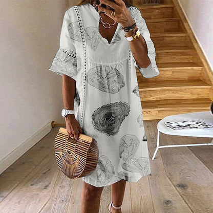 ZANZEA Summer Lace Dress - Bohemian Elegance with Flare Sleeves