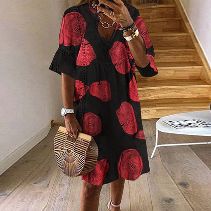 ZANZEA Summer Lace Dress - Bohemian Elegance with Flare Sleeves