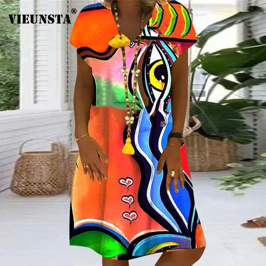 Daisy Polka Dot V-Neck A-Line Dress - Effortless Chic for Summer Days