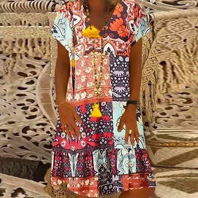 Daisy Polka Dot V-Neck A-Line Dress - Effortless Chic for Summer Days